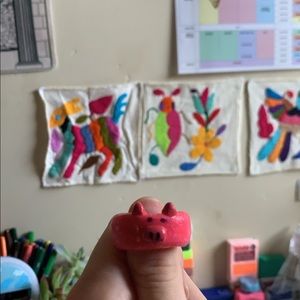 Pink pig ring